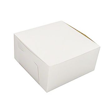 Southern Champion 10" x 10" x 4" White One Piece Lock Corner Bakery Box - 100 Count