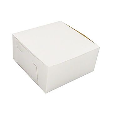 BOXit 10" x 10" x 5.5" White One Piece Lock Corner Bakery Box - 100 Count