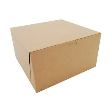 BOXit 10" x 10" x 5" Kraft One Piece Lock Corner Bakery Box - 100 Count