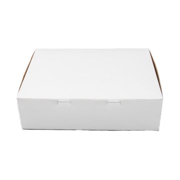 BOXit 14" x 10" x 4" White One Piece Lock Corner Bakery Box - 100 Count