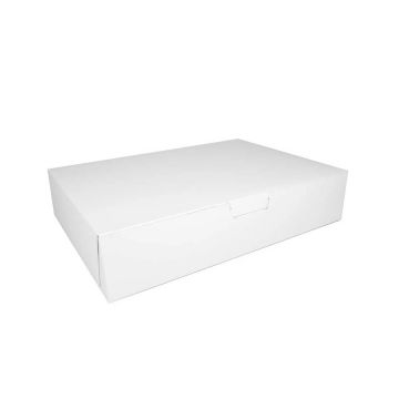 BOXit 19" x 14" x 4" White One Piece Lock Corner Bakery Box - 50 Count