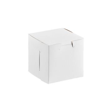 BOXit 4" x 4" x 4" White One Piece Lock Corner Bakery Box - 200 Count