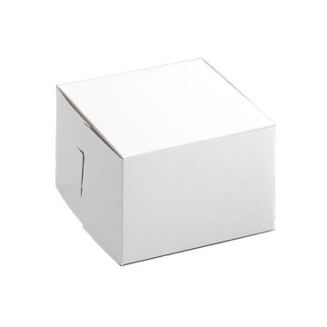 BOXit 6" x 6" x 4" White One Piece Lock Corner Bakery Box - 250 Count