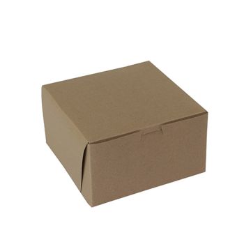 BOXit 7" x 7" x 4" Kraft One Piece Lock Corner Bakery Box - 200 Count