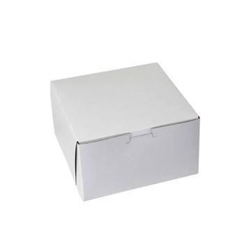 BOXit 7" x 7" x 4" White One Piece Lock Corner Bakery Box - 200 Count