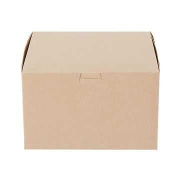 BOXit 8" x 8" x 5" Kraft One Piece Lock Corner Bakery Box - 100 Count