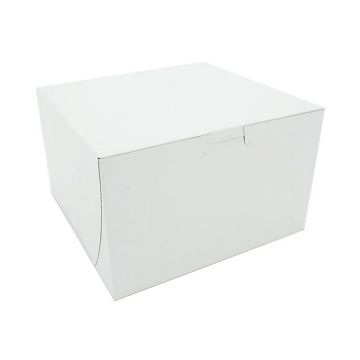 BOXit 8" x 8" x 5" White One Piece Lock Corner Bakery Box - 100 Count