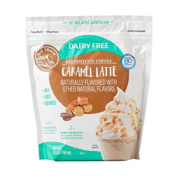 Big Train Dairy-Free Caramel Latte - Blended Ice Coffee Frappe Mix - 3.5 lb. Bag