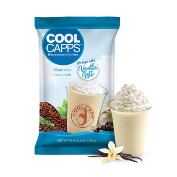 Cool Capp No Sugar Added Vanilla Latte - Blended Ice Coffee Frappe Mix - 3.5 lb. Bag