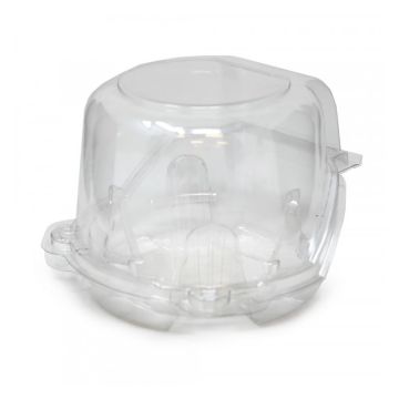 Lindar Large Single-Serve 2.5" Clear PET Plastic Hinged Cupcake/Muffin Container -  300 Count