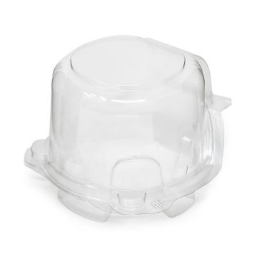 Lindar Traditional Single-Serve 2" Clear PET Plastic Hinged Cupcake/Muffin Container -  300 Count