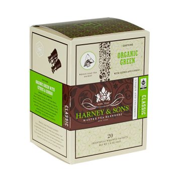 Harney & Sons Organic Green Tea with Citrus & Ginkgo Sachets - 20 Count Box