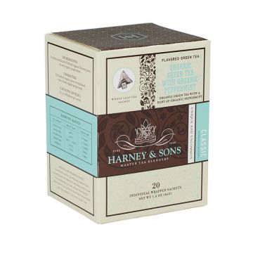 Harney & Sons Organic Peppermint Green Tea Sachets - 20 Count Box