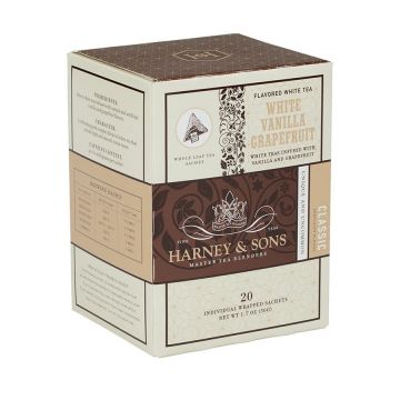 Harney & Sons White Vanilla Grapefruit White Tea Sachets - 20 Count Box