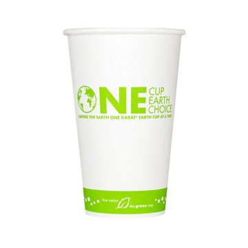 Karat Earth 16 oz. Eco-Friendly White & Green Stripe Paper Hot Cups (90mm)