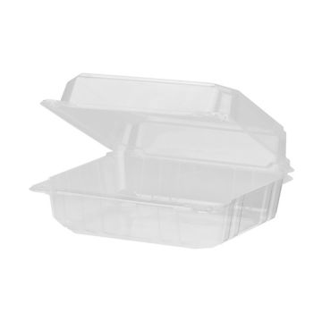 Karat Earth 8" x 8" Clear PLA Eco-Friendly Clamshell - 250 Count