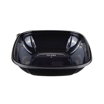 Karat 48 oz. Black PET Plastic Square Bowl - 300 Count