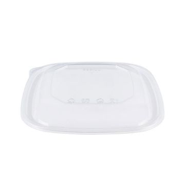 Karat 80-160 oz. Clear PET Plastic Dome Lid For Square Bowl - 50 Count