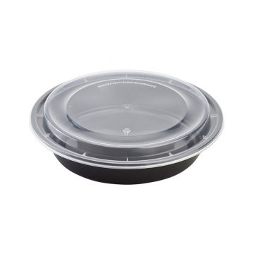 16 oz. Round Black 6 Container With Lid Combo 50/PK –