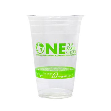 Karat Earth 20 oz. PLA Eco-Friendly Clear & Green Stripe Plastic Cups (98mm)