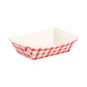 Karat 1/2 lb. Red & White Check Patterned Food Tray - 1000 Count