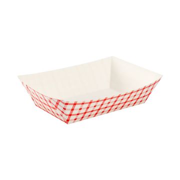 Karat 2 lb. Red & White Check Patterned Food Tray - 1000 Count