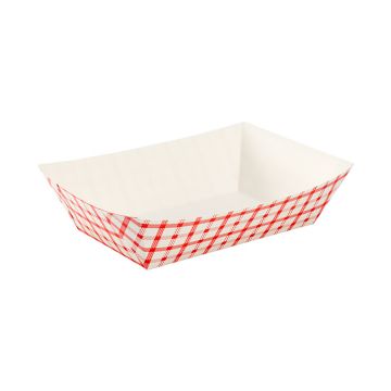 Karat 5 lb. Red & White Check Patterned Food Tray - 500 Count