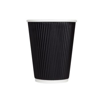 Karat 12 oz. Black Ripple Paper Hot Cups (90mm)