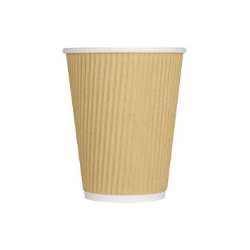 Karat 12 oz. Kraft Ripple Paper Hot Cups (90mm)