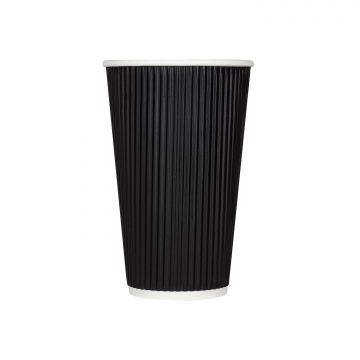 Karat 16 oz. Black Ripple Paper Hot Cups (90mm)