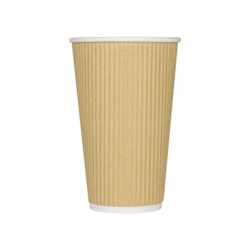 Karat 16 oz. Kraft Ripple Paper Hot Cups (90mm)