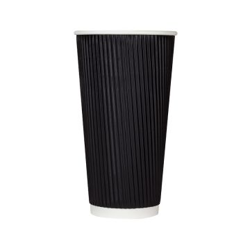 Karat 20 oz. Black Ripple Paper Hot Cups (90mm)