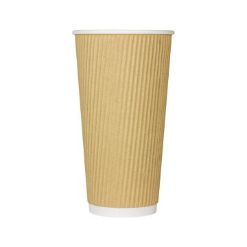 Karat 20 oz. Kraft Ripple Paper Hot Cups (90mm)