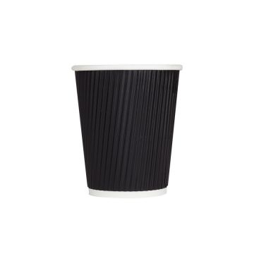 Karat 8 oz. Black Ripple Paper Hot Cups (80mm)