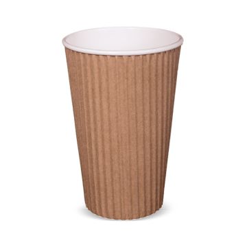 Detpak 16 oz. Kraft Ripple-Wrap Hot Cups (90mm)