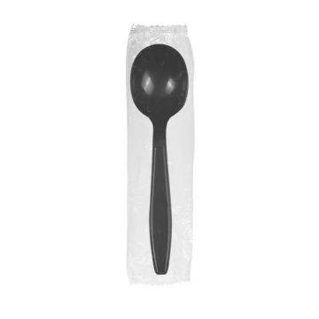 Karat Heavy Weight Soup Spoon, Individually Wrapped - Black