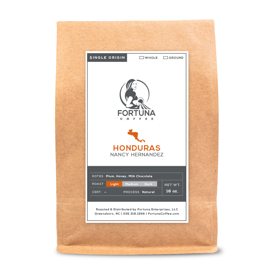 Honduras Marcala Nancy Hernandez Whole Bean 1 lb Retail Bag Single Origin  Coffee | Fortuna Enterprises