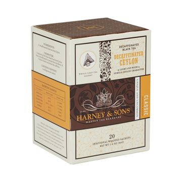 Harney & Sons Decaf Ceylon Black Tea Sachets - 20 Count Box