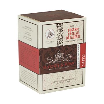Harney & Sons Organic English Breakfast Black Tea Sachets - 20 Count Box