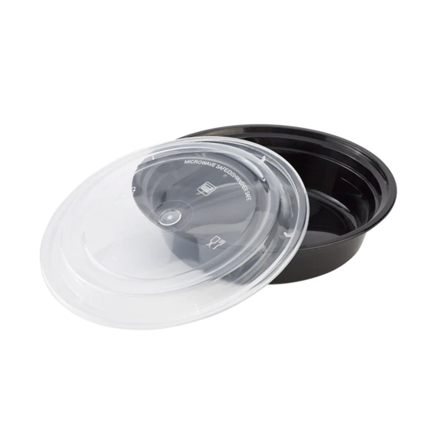 Karat 24 oz Black PP Injection Molded Round Deli Containers with Lids - 240 ct