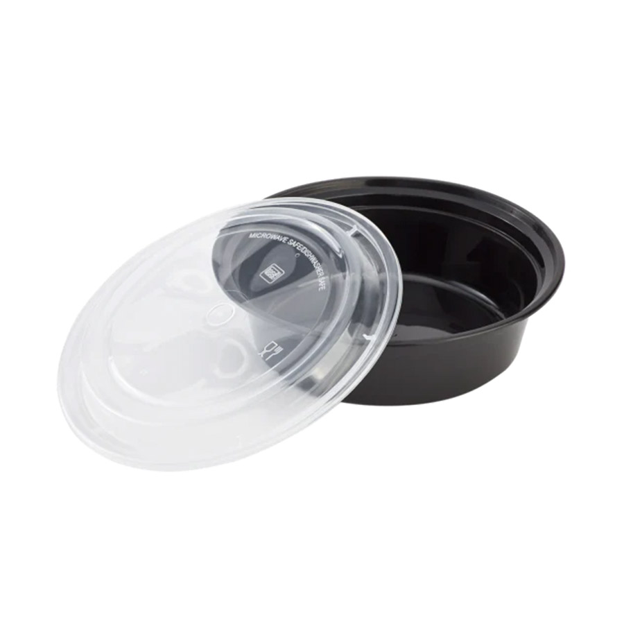 Karat 16oz PP Injection Molded Microwaveable Black Food Containers with Lids