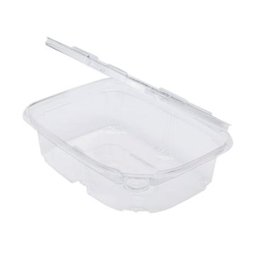 Karat 24 oz. Clear PET Plastic Tamper Resistant Hinged Deli Container - 200 Count