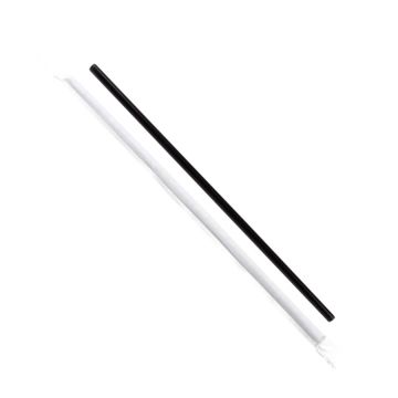 Karat 7.75" Jumbo Black Plastic Straws, Paper Wrapped - 12000 Count