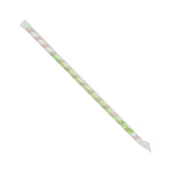 Karat Earth 10.25" Giant Red & White Spiral-Striped Paper Straws, Paper Wrapped - 1200 Count