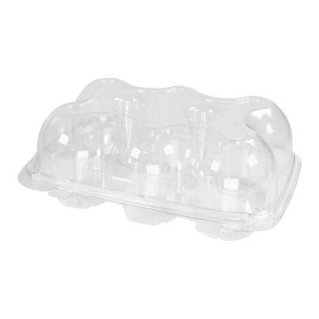 Sabert 6 Cup 2.5" Clear Hinged Cupcake/Muffin Container - 150 Count