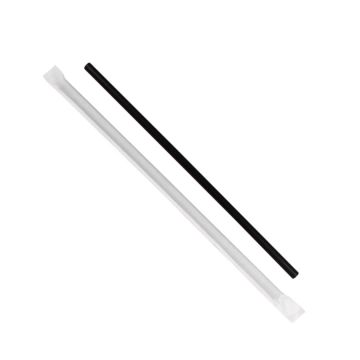 Karat 10.25" Giant Black Plastic Straws, Paper Wrapped - 1200 Count