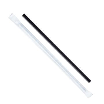 Karat 9" Giant Black Plastic Straws, Paper Wrapped - 2500 Count