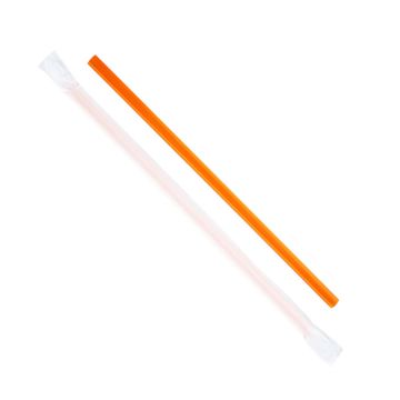 Karat 9" Giant Orange Plastic Straws, Paper Wrapped - 2500 Count