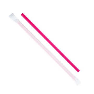 Karat 9" Pink Giant Plastic Straws, Paper Wrapped - 2500 Count