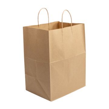 Kraft 12" x 9" x 15.75" Paper Shopping Bag with Twist Handle - 200 Count